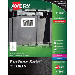 AVERY - Pack of (200), 3" x 5" White Polyester Durable Square Labels - Exact Industrial Supply