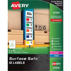 AVERY - Pack of (200), 2" x 10" White Polyester Durable Square Labels - Exact Industrial Supply