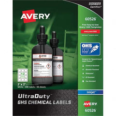 AVERY - Pack of (600), 2" x 2" White Synthetic Film ID Labels - Exact Industrial Supply