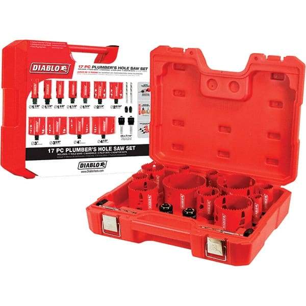 Freud - Hole Saw Kits Minimum Saw Diameter (Inch): 1-1/8 Maximum Saw Diameter (Inch): 4.5200 - Exact Industrial Supply