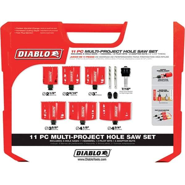 Freud - Hole Saw Kits Minimum Saw Diameter (Inch): 2-1/8 Maximum Saw Diameter (Inch): 4-3/4 - Exact Industrial Supply