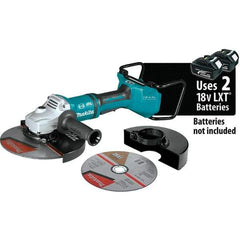 Makita - 9" Wheel Diam, 6,000 RPM, Cordless Angle & Disc Grinder - 5/8-11 Spindle, 36 Volts - Exact Industrial Supply