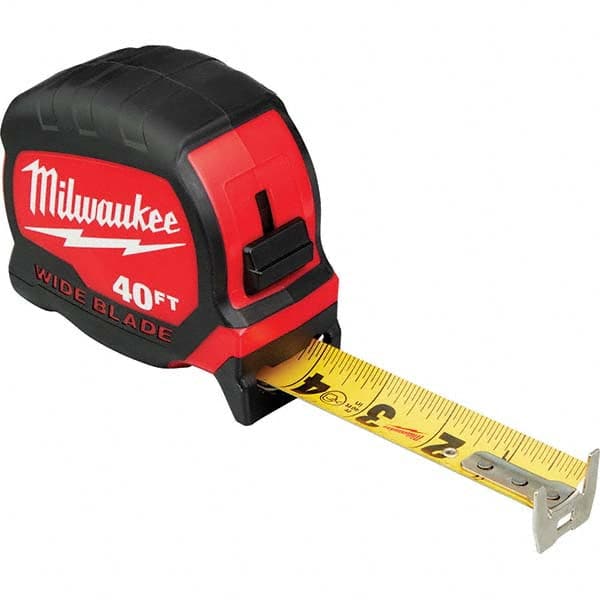 Milwaukee Tool - 40' x 1-5/16" Yellow/Black Blade Tape Measure - Exact Industrial Supply