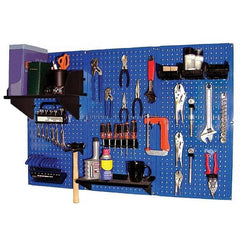Wall Control - 48" Wide x 32" High Peg Board Kit - 3 Panels, Metal, Blue/Black - Exact Industrial Supply