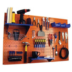 Wall Control - 48" Wide x 32" High Peg Board Kit - 3 Panels, Metal, Orange/Blue - Exact Industrial Supply