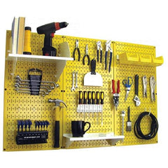 Wall Control - 48" Wide x 32" High Peg Board Kit - 3 Panels, Metal, Yellow/White - Exact Industrial Supply