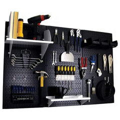 Wall Control - 48" Wide x 32" High Peg Board Kit - 3 Panels, Metal, Black/White - Exact Industrial Supply