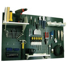 Wall Control - 48" Wide x 32" High Peg Board Kit - 3 Panels, Metal, Green/White - Exact Industrial Supply