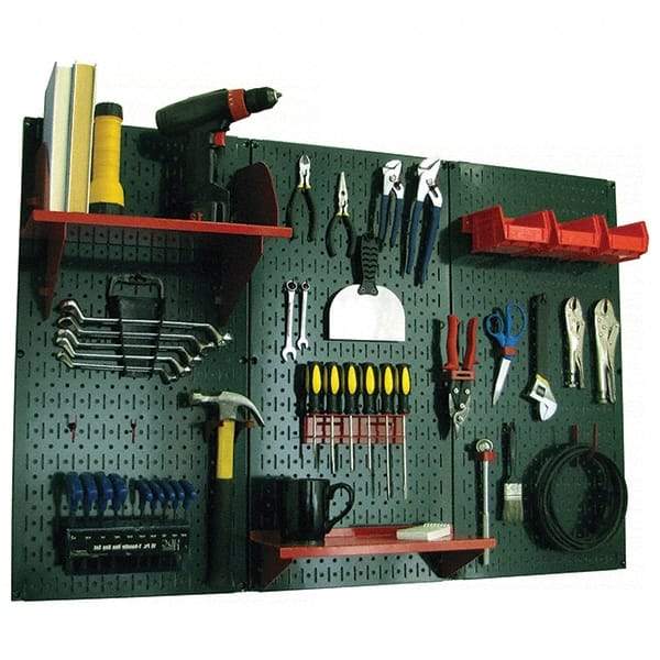 Wall Control - 48" Wide x 32" High Peg Board Kit - 3 Panels, Metal, Green/Red - Exact Industrial Supply