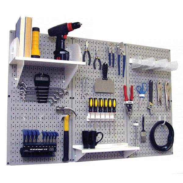 Wall Control - 48" Wide x 32" High Peg Board Kit - 3 Panels, Metal, Red/White - Exact Industrial Supply