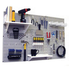 Wall Control - 48" Wide x 32" High Peg Board Kit - 3 Panels, Metal, Gray/White - Exact Industrial Supply