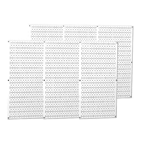 Wall Control - 96" Wide x 32" High Peg Board Storage Board - 6 Panels, Metal, White - Exact Industrial Supply