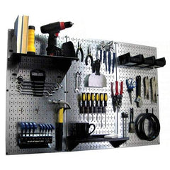 Wall Control - 48" Wide x 32" High Peg Board Kit - 3 Panels, Galvanized Steel, Galvanized/Black - Exact Industrial Supply