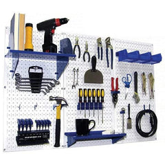 Wall Control - 48" Wide x 32" High Peg Board Kit - 3 Panels, Metal, White/Blue - Exact Industrial Supply