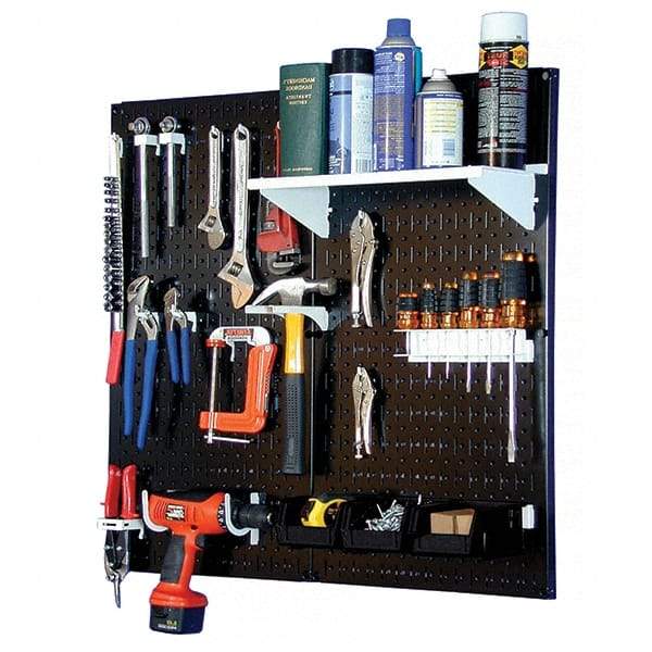 Wall Control - 32" Wide x 32" High Peg Board Kit - 2 Panels, Metal, Black/White - Exact Industrial Supply