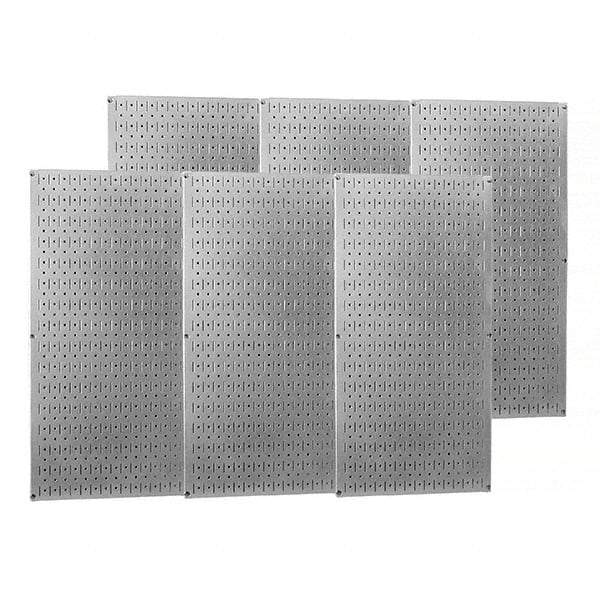 Wall Control - 96" Wide x 32" High Peg Board Storage Board - 6 Panels, Galvanized Steel, Metallic - Exact Industrial Supply