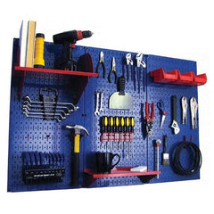 Wall Control - 48" Wide x 32" High Peg Board Kit - 3 Panels, Metal, Blue/Red - Exact Industrial Supply