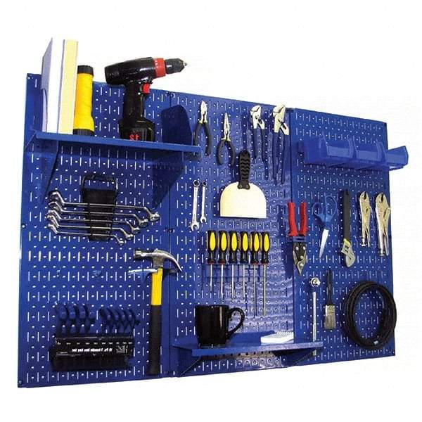 Wall Control - 48" Wide x 32" High Peg Board Kit - 3 Panels, Metal, Blue - Exact Industrial Supply