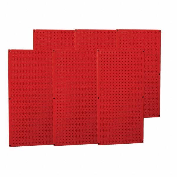 Wall Control - 96" Wide x 32" High Peg Board Storage Board - 6 Panels, Metal, Red - Exact Industrial Supply