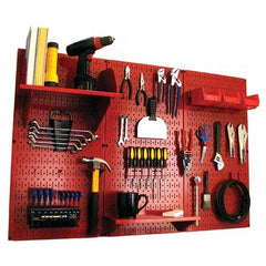 Wall Control - 48" Wide x 32" High Peg Board Kit - 3 Panels, Metal, Red - Exact Industrial Supply
