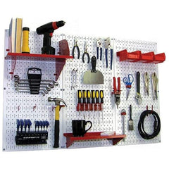 Wall Control - 48" Wide x 32" High Peg Board Kit - 3 Panels, Metal, White/Red - Exact Industrial Supply