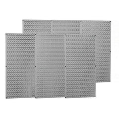 Wall Control - 96" Wide x 32" High Peg Board Storage Board - 6 Panels, Metal, Gray - Exact Industrial Supply