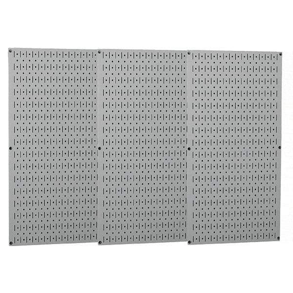 Wall Control - 48" Wide x 32" High Peg Board Storage Board - 3 Panels, Metal, Gray - Exact Industrial Supply