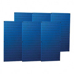 Wall Control - 96" Wide x 32" High Peg Board Storage Board - 6 Panels, Metal, Blue - Exact Industrial Supply