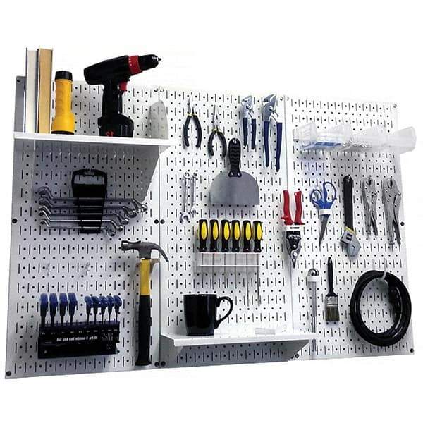 Wall Control - 48" Wide x 32" High Peg Board Kit - 3 Panels, Metal, White - Exact Industrial Supply