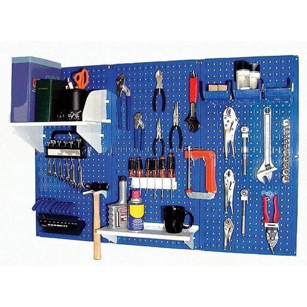 Wall Control - 48" Wide x 32" High Peg Board Kit - 3 Panels, Metal, Blue/White - Exact Industrial Supply