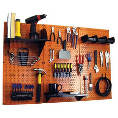 Wall Control - 48" Wide x 32" High Peg Board Kit - 3 Panels, Metal, Orange/Black - Exact Industrial Supply
