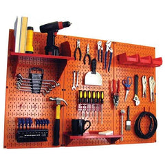 Wall Control - 48" Wide x 32" High Peg Board Kit - 3 Panels, Metal, Orange/Red - Exact Industrial Supply