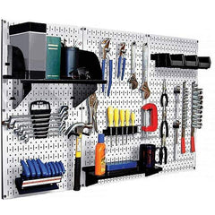 Wall Control - 48" Wide x 32" High Peg Board Kit - 3 Panels, Metal, White/Black - Exact Industrial Supply