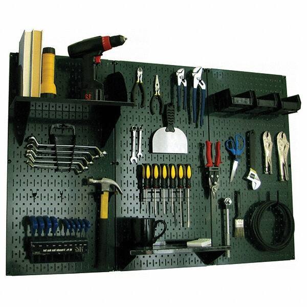 Wall Control - 48" Wide x 32" High Peg Board Kit - 3 Panels, Metal, Green/Black - Exact Industrial Supply