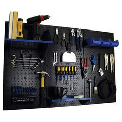 Wall Control - 48" Wide x 32" High Peg Board Kit - 3 Panels, Metal, Black/Blue - Exact Industrial Supply