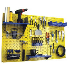 Wall Control - 48" Wide x 32" High Peg Board Kit - 3 Panels, Metal, Yellow/Blue - Exact Industrial Supply