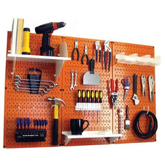 Wall Control - 48" Wide x 32" High Peg Board Kit - 3 Panels, Metal, Orange/White - Exact Industrial Supply