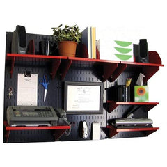 Wall Control - 48" Wide x 32" High Industrial Steel Tool Board System - 3 Panels, Metal, Black/Red - Exact Industrial Supply