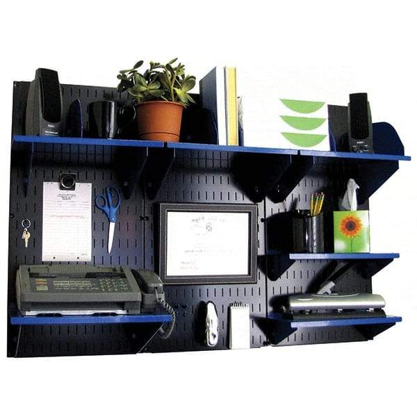 Wall Control - 48" Wide x 32" High Industrial Steel Tool Board System - 3 Panels, Metal, Black/Blue - Exact Industrial Supply