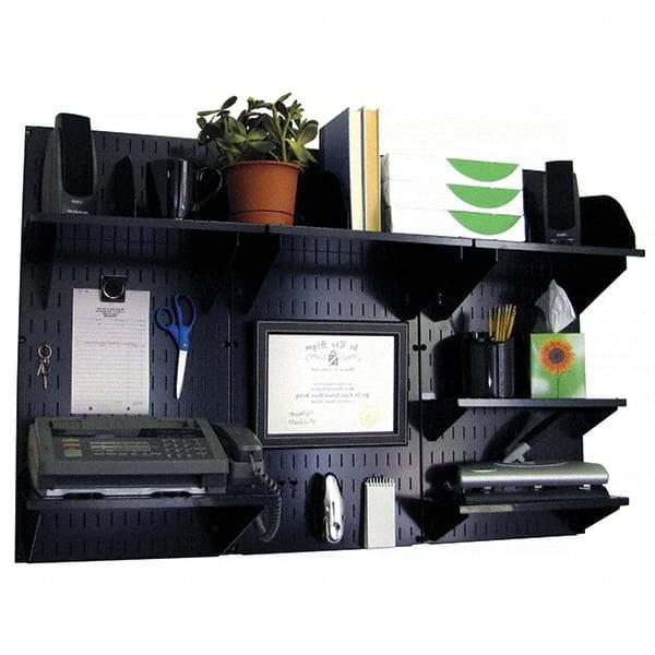 Wall Control - 48" Wide x 32" High Industrial Steel Tool Board System - 3 Panels, Metal, Black - Exact Industrial Supply