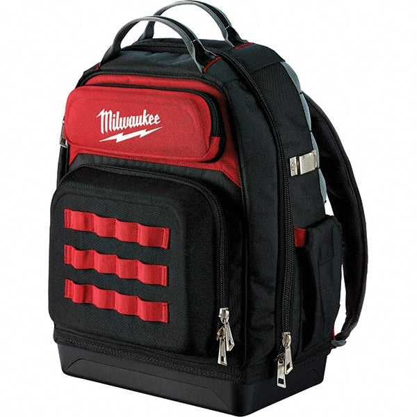 Milwaukee Tool - PACKOUT 48 Pocket, Ballistic Polyester, Red/Black Backpack Tool Bag - Exact Industrial Supply