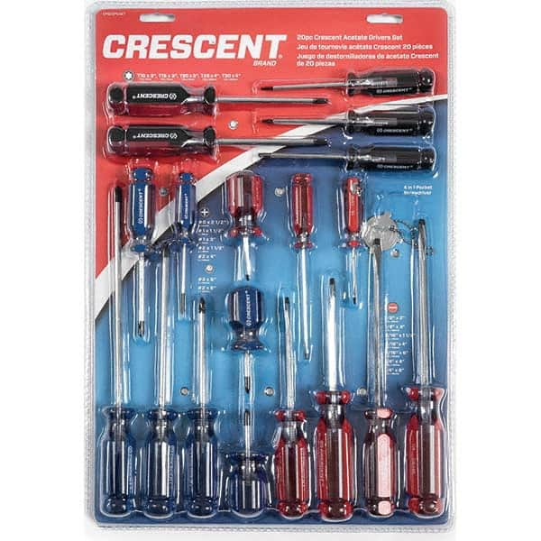 Crescent - Screwdriver Sets Screwdriver Types Included: Philips , Slotted; Torx Number of Pieces: 20 - Exact Industrial Supply