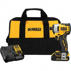 DeWALT - Atomic 20 Volt, 1/4" Drive, 1,700 In/Lb Torque, Cordless Impact Driver - Mid-Handle, 2800 RPM, 1 Lithium-Ion Battery Included - Exact Industrial Supply