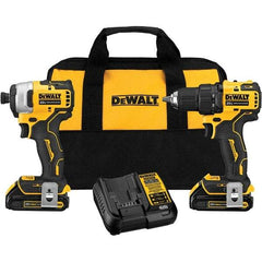 DeWALT - 20 Volt Cordless Tool Combination Kit - Includes Atomic Compact Drill/Driver & Atomic Compact 1/4" Impact Driver, Lithium-Ion Battery Included - Exact Industrial Supply