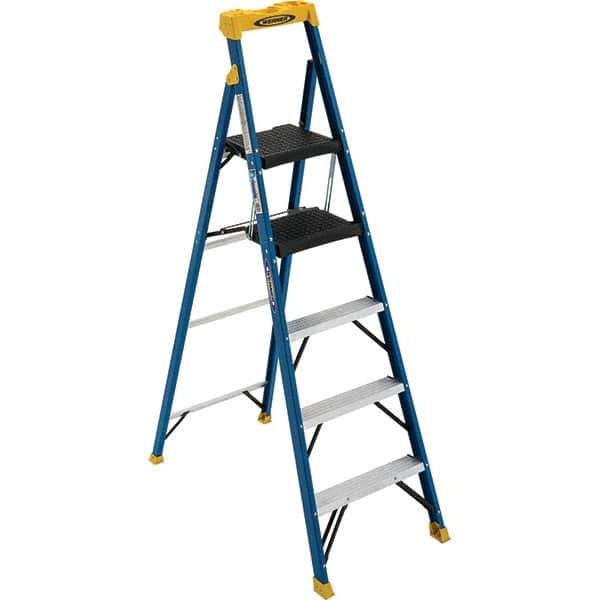 Werner - Step Ladders Type: Step Ladder Height (Feet): 5' 6" - Exact Industrial Supply