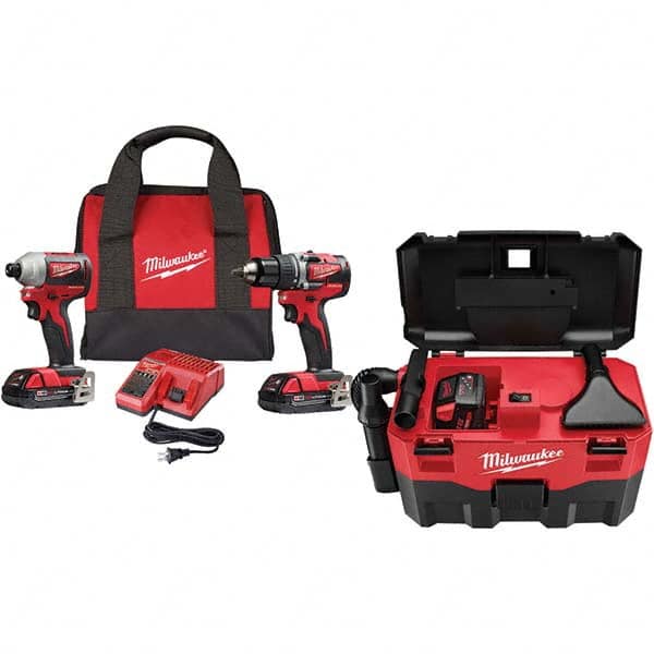 Milwaukee Tool - Cordless Tool Combination Kits Voltage: 18 Tools: Brushless Compact Drill/Driver; Brushless 1/4" Impact Driver - Exact Industrial Supply