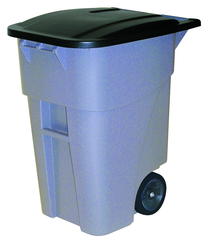 50 Gallon Brute Rollout Containter with Lid. Heavy-duty, 8" wheels - Exact Industrial Supply
