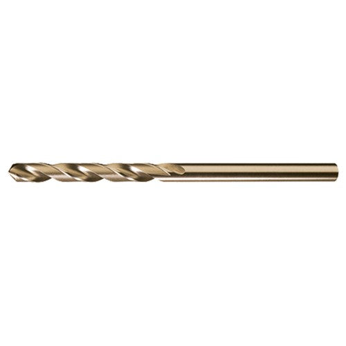 #40 RHS / RHC HSS-CO 8% (M42) 135 Degree Split Point NAS907 Type J Cobalt Heavy Duty 6″ Extended Length Drill - Straw / Gold Oxide - Exact Industrial Supply
