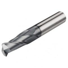 2mm Dia. x 50mm Overall Length 4-Flute 0.5mm C/R Solid Carbide SE End Mill-Round Shank-Center Cut-AlTiN - Exact Industrial Supply