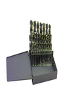 29 Pc. 1/16" - 1/2" by 64ths Cobalt Bronze Oxide Jobber Drill Set - Exact Industrial Supply